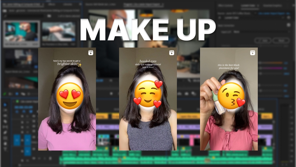 Jasa edit video youtube profesional untuk konten makeup tutorial dengan efek visual menarik.
