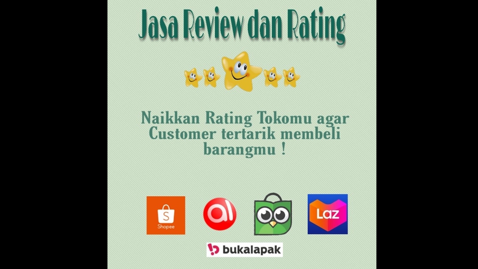 Memberi Review - Jasa Rating Bintang 5, Review dan Ulasan Positif || Shopee, Tokopedia, Lazada, Bukalapak, DLL - 1