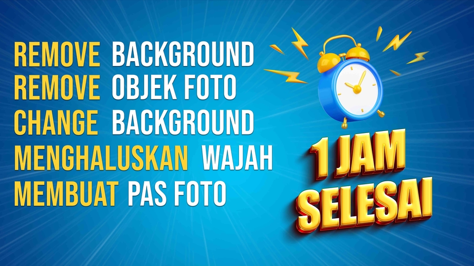 Jasa Photoshop - Edit foto dengan cepat, hapus background, edit wajah, ganti background, edit foto wedding, prewedding, produk, nikah dan wisuda dalam 1 jam. Harga murah!