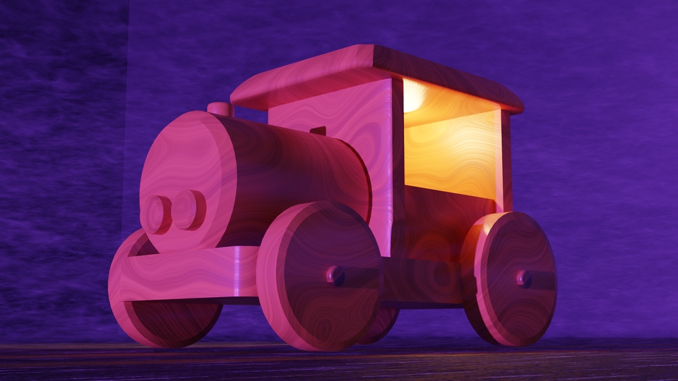 รับปั้นโมเดล 3d รถไฟของเล่นสีชมพู