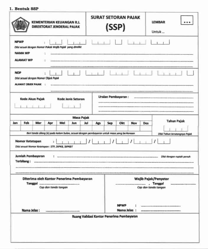 Surat Setoran Pajak (SSP) - contoh formulir untuk jasa akuntansi, jasa konsultan keuangan, dan jasa konsultan pajak.