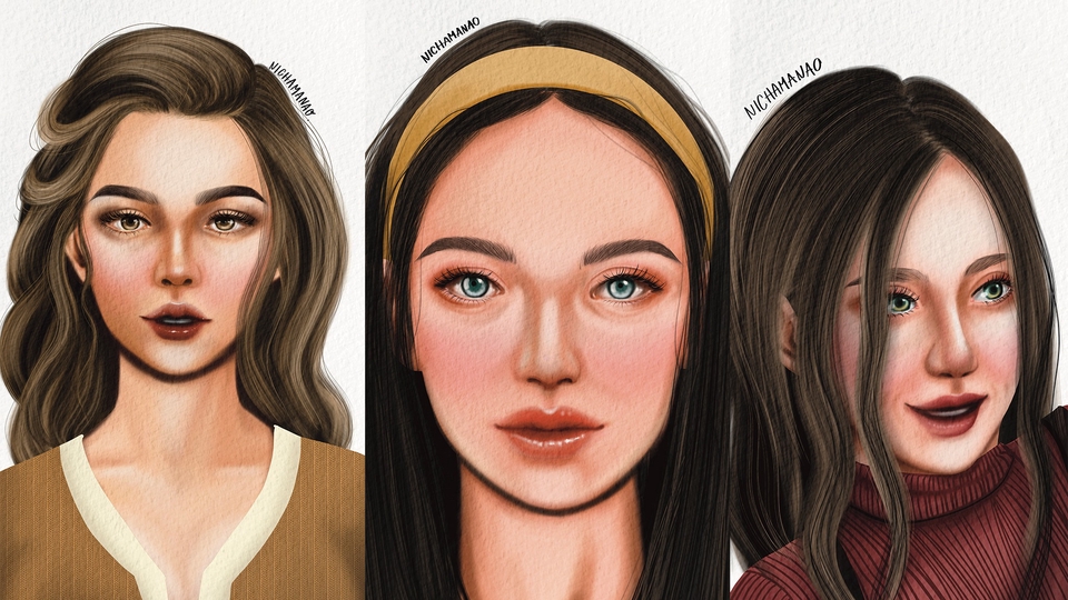 วาดภาพเหมือน Portrait - ภาพเหมือน (Digital Painting) /Semirealistic - 1