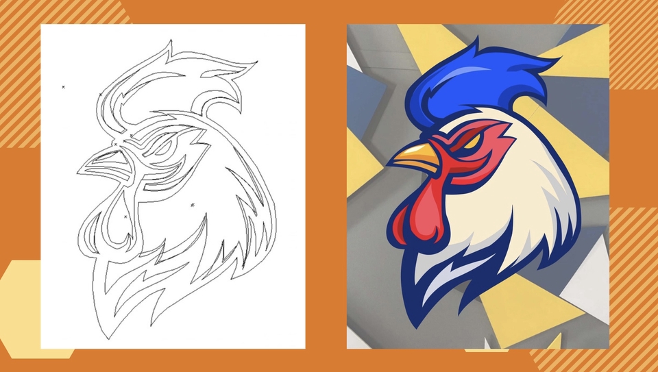 เปลี่ยนภาพเป็นเวกเตอร์ ดราฟรูป ai ไก่