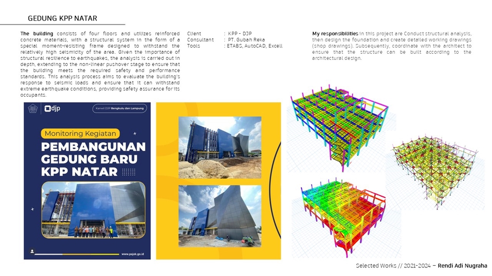 Jasa drafter autocad untuk pembangunan gedung baru KPP Natar dengan desain struktur yang kuat dan tahan gempa.