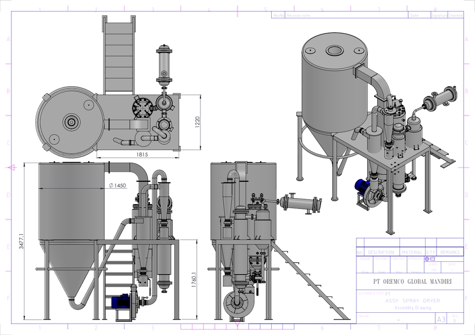 Desain 3D Model Mesin Pemisah Padat-Cair untuk Industri Pengolahan