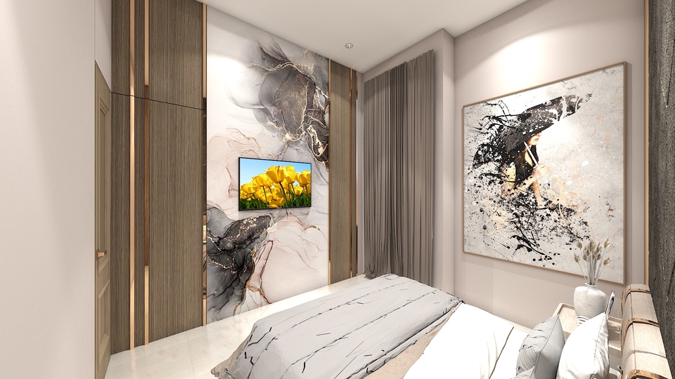 Jasa desain interior apartemen modern minimalis dengan 3D render