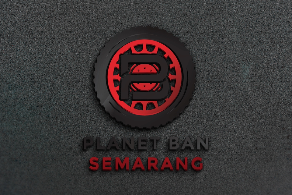 Jasa desain logo perusahaan Planet Ban Semarang dengan desain logo roda