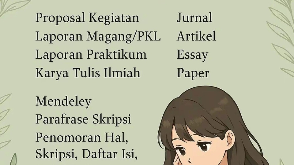 Jasa Pengetikan Online untuk Proposal Kegiatan, Laporan Magang/PKL, Laporan Praktikum, Karya Tulis Ilmiah, Jurnal, Artikel, Essay, Paper, Mendeley, Parafrase Skripsi, Penomoran Hal, Skripsi, Daftar Isi.