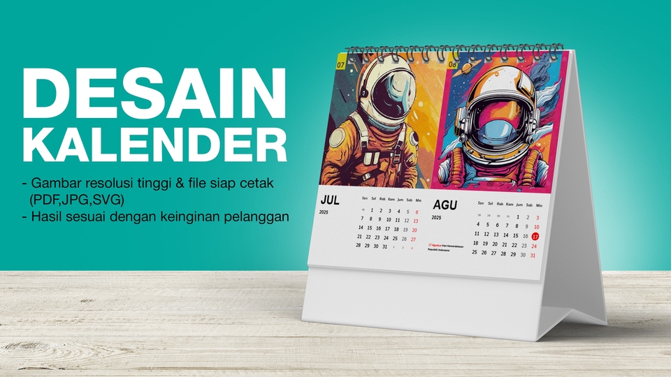 Desain Kalender Meja Cetak Digital Undangan Pernikahan