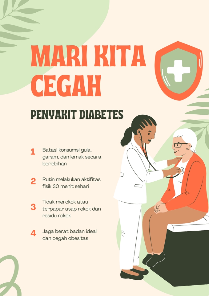 Ilustrasi dokter memeriksa pasien diabetes dengan tips pencegahan diabetes.
