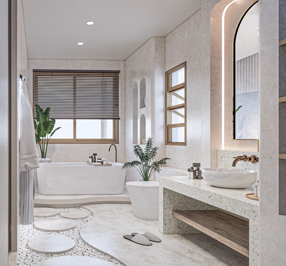 ออกแบบตกแต่งห้องน้ำและห้องครัวสไตล์โมเดิร์นในคอนโดหรู