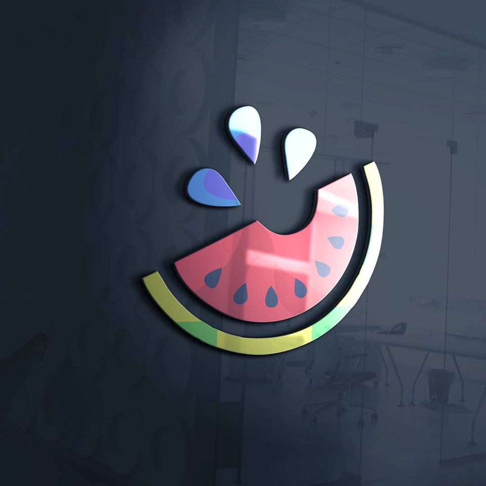 Logo watermelon dengan desain modern dan dinamis, cocok untuk bisnis kuliner, cafe, resto, atau restoran.