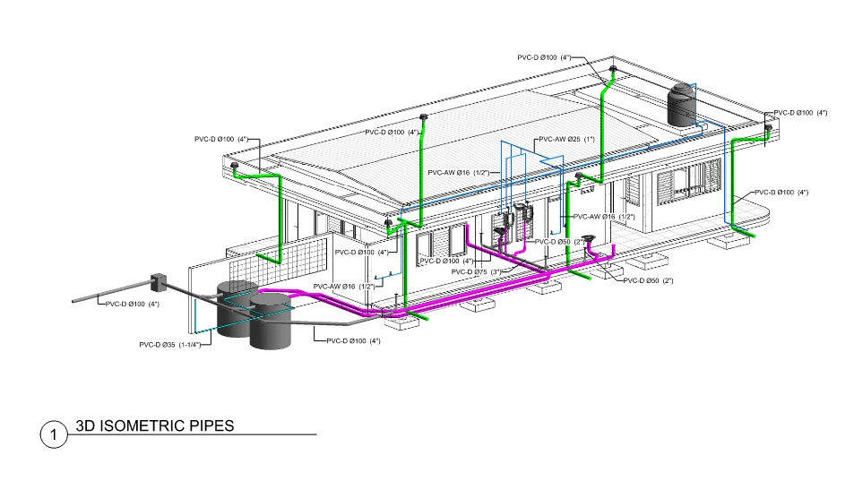 Jasa drafter autocad murah pembuatan gambar rumah dengan detail instalasi pipa air dan saluran pembuangan