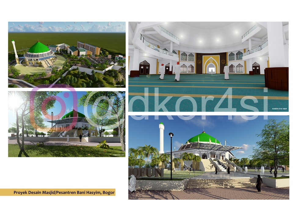 Jasa desain 3d exterior masjid pesantren Bani Hasylm, Bogor