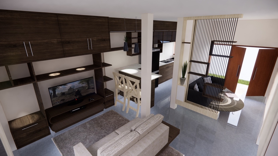 Desain interior apartemen modern dengan desain interior minimalis dan dapur minimalis, jasa desain interior apartemen di Indonesia.