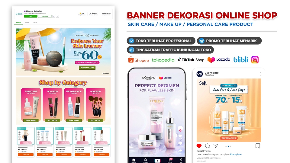 Banner Online - Desain Banner Online Shop / Social Media / Promosi (Skin Care, Make Up, Beauty & Personal Care) - 1