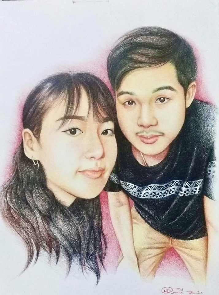 วาดภาพเหมือน Portrait - วาดภาพคนเหมือน ด้วยสีไม้และวาดเส้นขาวดำ - 13