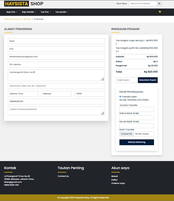 Web Development - Website Ecommerce Haysista Shop Dan berbagai code pemrograman lain yang simple - 8