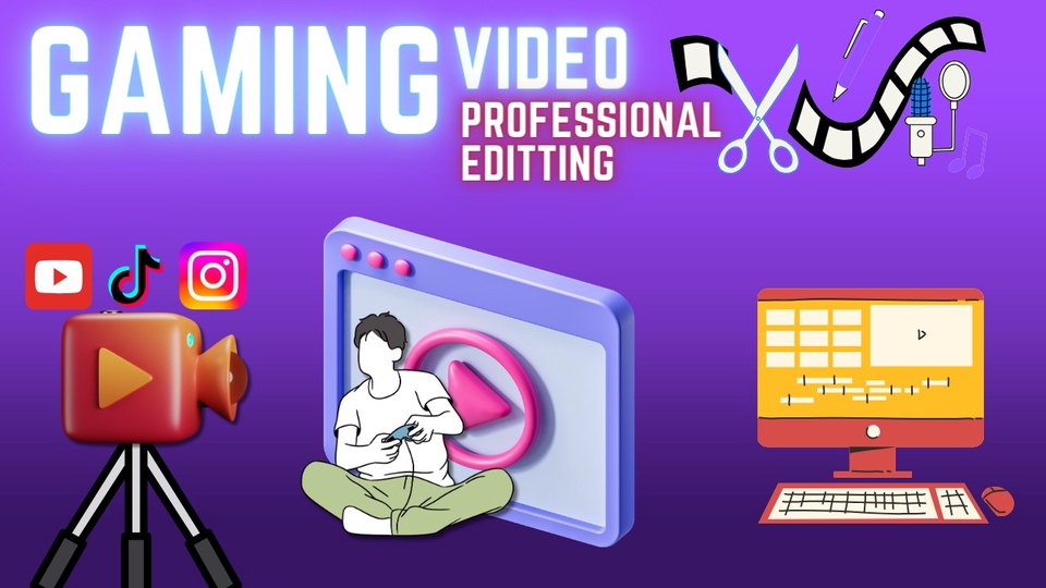 Video Editing - Video Editor Gaming Professional dengan Meme. Untuk Short, Reels, Youtube - 1