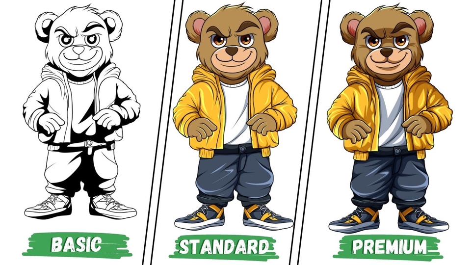 Gambar dan Ilustrasi - Saya akan menggambar ilustrasi maskot kartun teddy bear untuk kaos logo - 3
