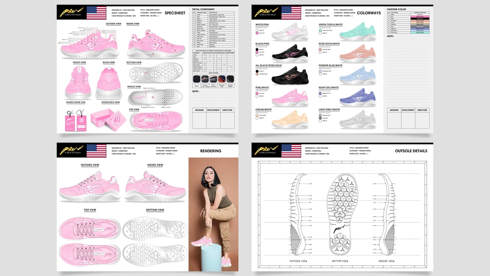 Gambar dan Ilustrasi - KONSEP DESAIN SEPATU MODERN DAN TRENDI DENGAN PAKET TEKNOLOGI DAN RENDER UNTUK MANUFACTURE - 23