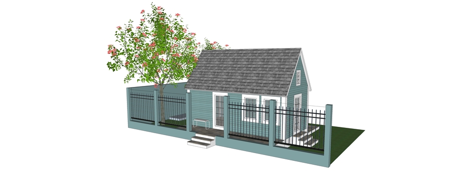 ออกแบบสวนหน้าบ้าน บ้านเดี่ยว รั้วเหล็ก