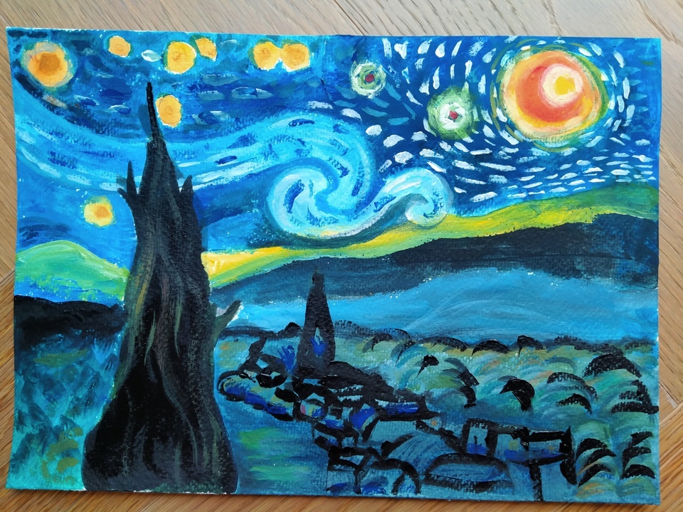 ผลงาน The Starry Night ของเด็กวัย 10 ปี น้องได้รับความสุขไปพร้อมๆ กับความท้าทาย