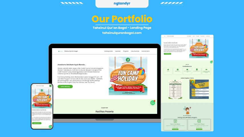 Desain UI UX Website Portfolio untuk Sekolah Tahsinul Qur'an Bogor. Jasa Desain UI UX Web, desain UI UX profesional dan berkualitas.