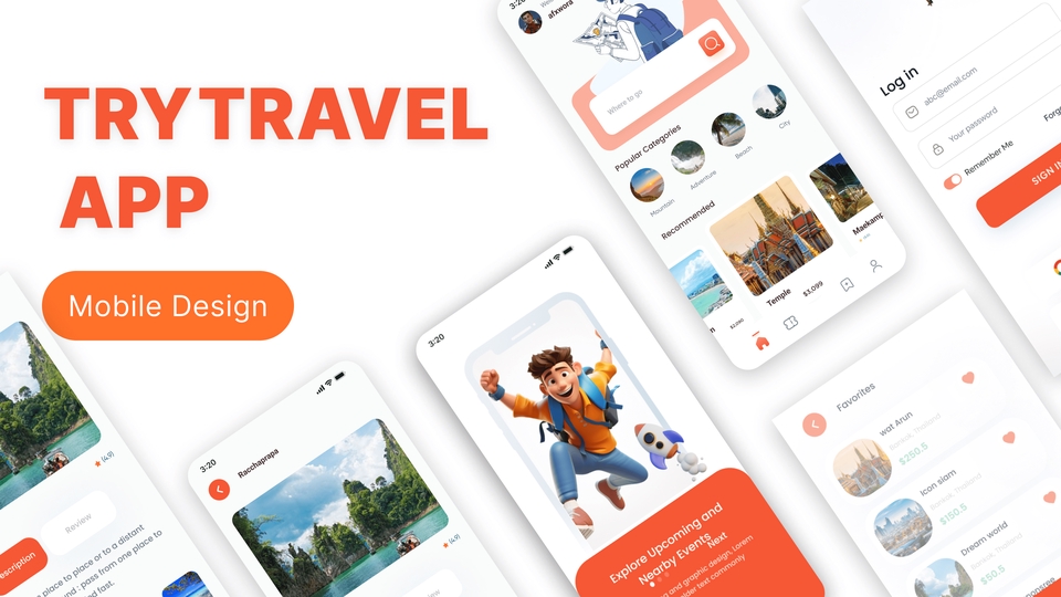 รับออกแบบแอพพลิเคชั่นท่องเที่ยว ui & ux design