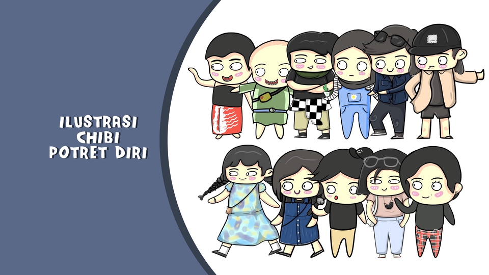 Jasa Lukis Wajah Realistik dan Artistik - Ilustrasi Chibi Potret Diri 