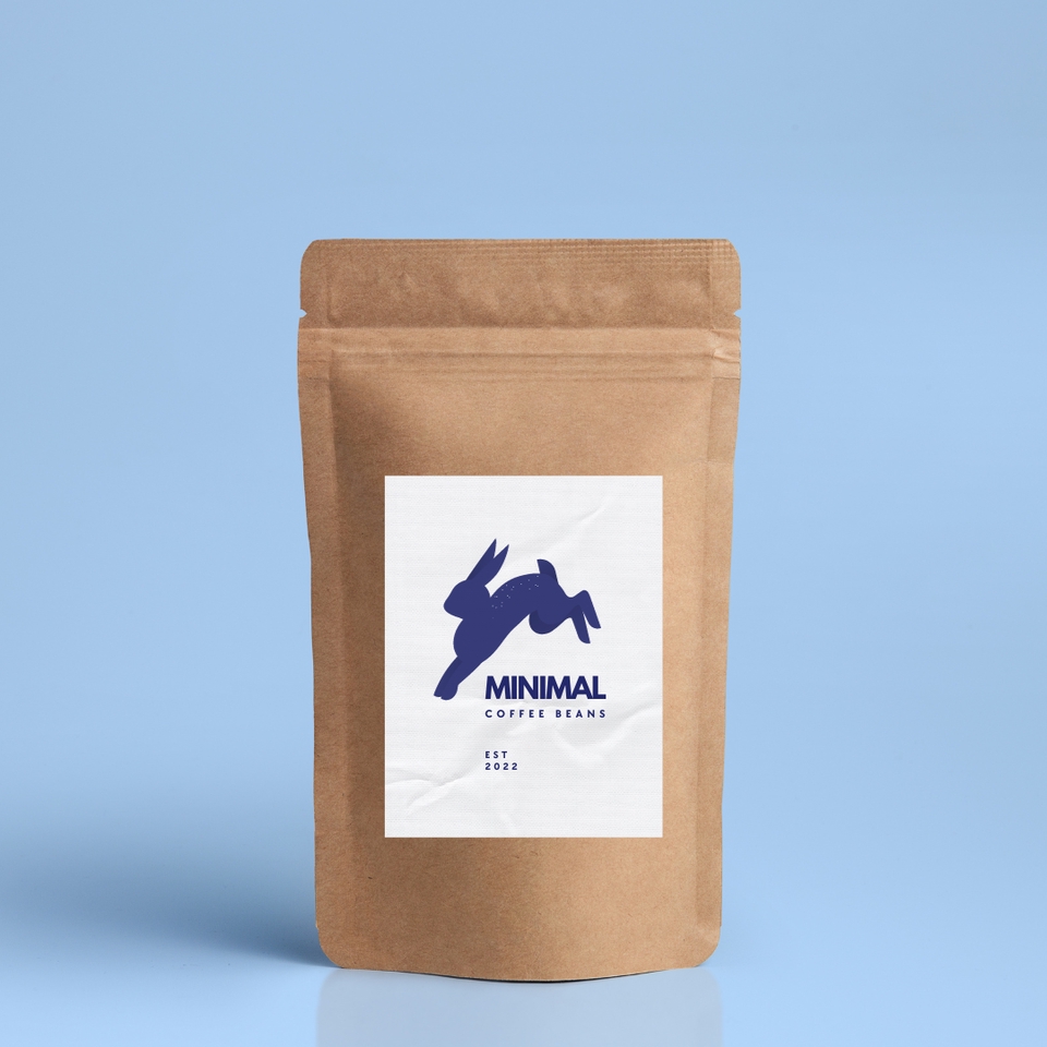 Kemasan Kopi Minimalis dengan Logo Kelinci, Desain Kemasan Produk, Jasa Desain Kemasan Makanan, Desain Label Makanan, Desain Kemasan Unik