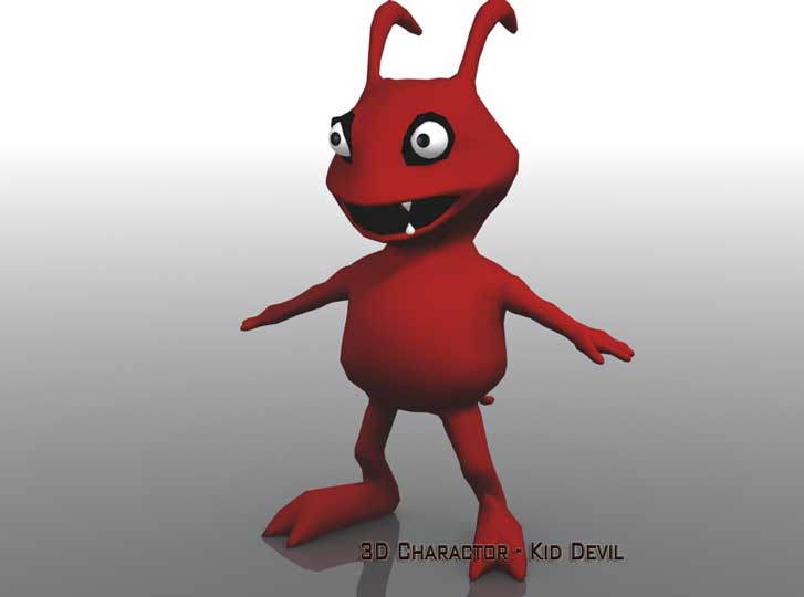 รับปั้นโมเดล 3D ตัวละคร Kid Devil สีแดง น่ารัก