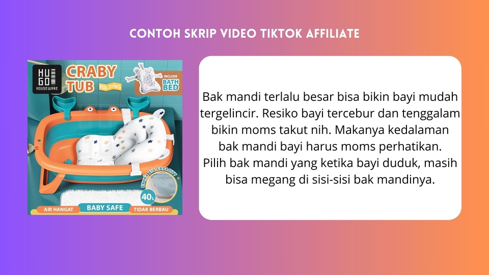 Jasa pembuatan video viral tiktok affiliate produk bak mandi bayi untuk meningkatkan penjualan toko online.