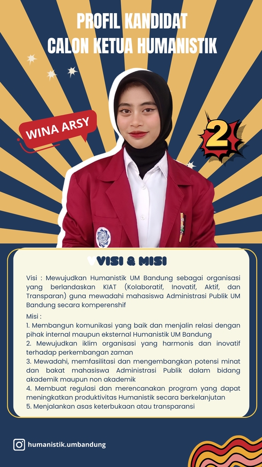 Jasa Desain Banner Instagram; Banner Promosi Kampanye Calon Ketua Humanistik UM Bandung; Desain Banner Keren dan Unik; Wina Arsy