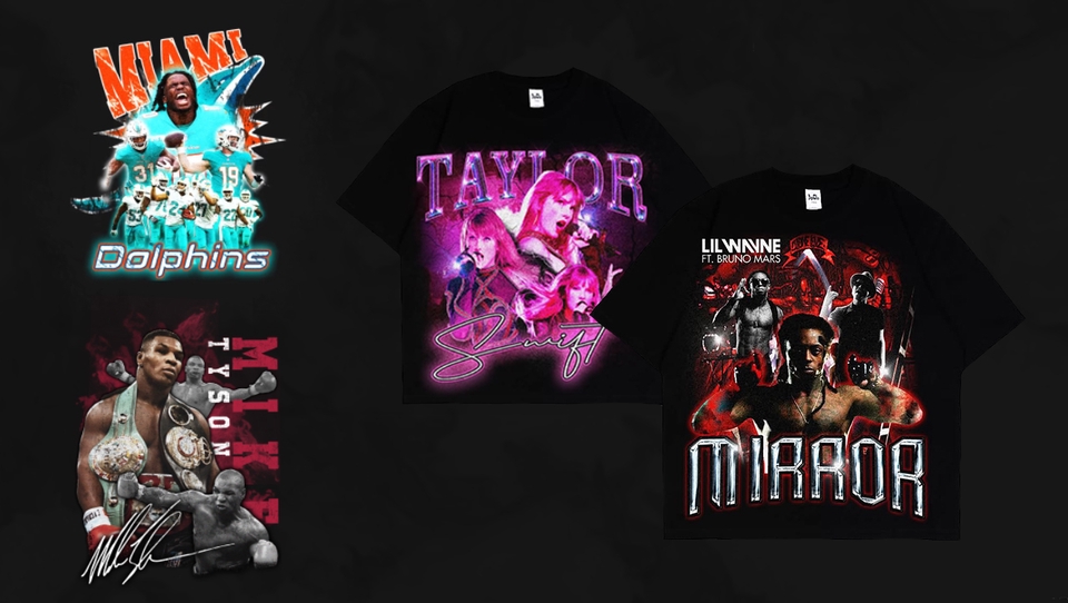 Desain kaos distro dengan tema olahraga, musik, dan fashion dengan desain grafis yang menarik dan modern.