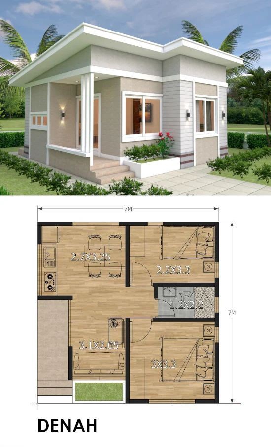 Jasa drafter arsitek autocad murah desain rumah minimalis 7x7 meter denah ruangan lengkap.