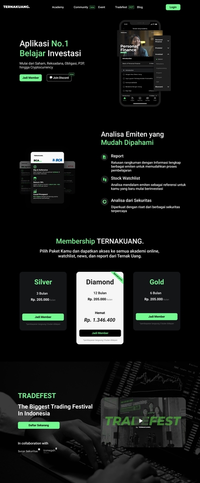 Desain UI UX aplikasi investasi Ternak Uang mobile dan website. Jasa desain UI UX freelancer Indonesia.
