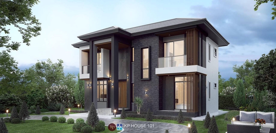 รับปรึกษาสร้างบ้านสองชั้นสไตล์โมเดิร์น แบบบ้านหรู KP HOUSE 101 บริการควบคุมงานก่อสร้างครบวงจร