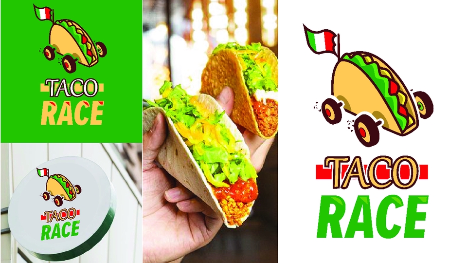 Desain logo Taco Race, jasa desain logo makanan online murah, bikin logo restoran unik