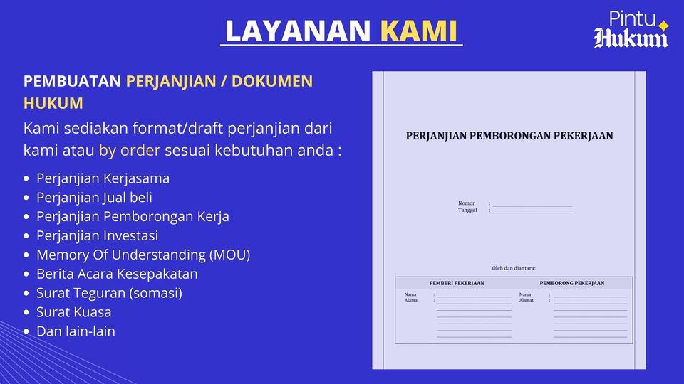 Hukum - Pembuatan Perjanjian, Legal Opinion dan Konsultasi Hukum - 3