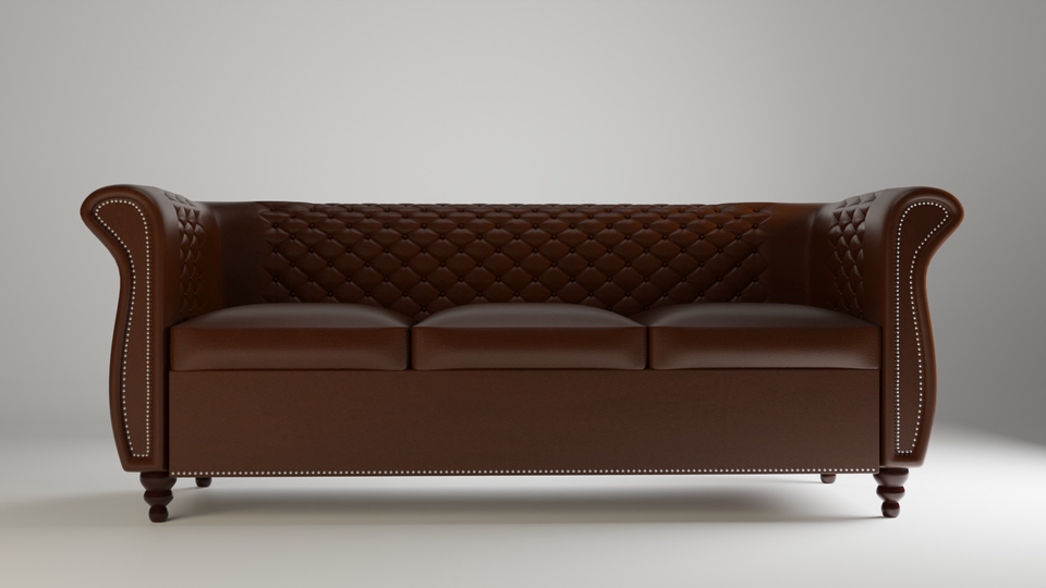 รับปั้นโมเดล 3D โซฟาหนัง สีน้ำตาล 3d model โซฟา เก้าอี้ 3D