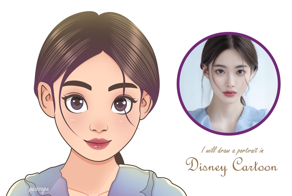 Gambar Potret - Ilustrasi Kartun Disney Style, 1 hari jadi - 2