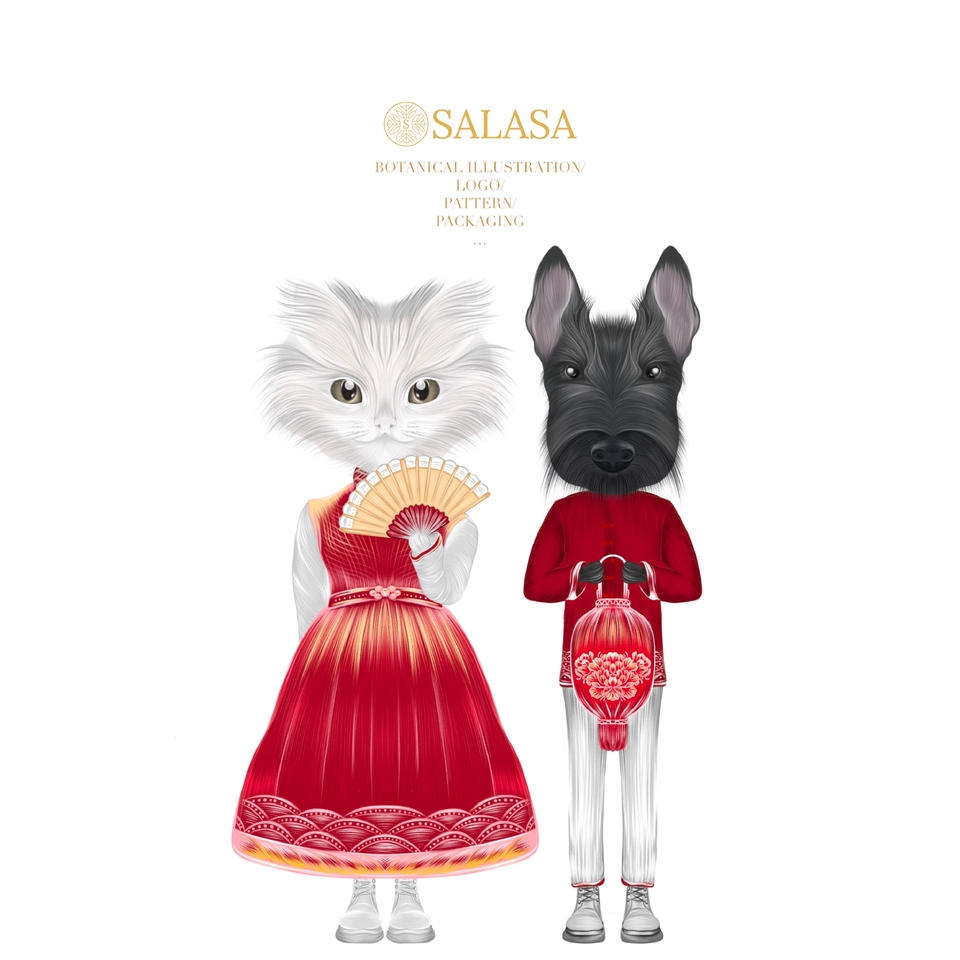 วาดภาพประกอบ - ออกแบบบรรจุภัณฑ์ การ์ดแต่งงาน วอลเปเปอร์ติดผนัง ฯลฯ - 4