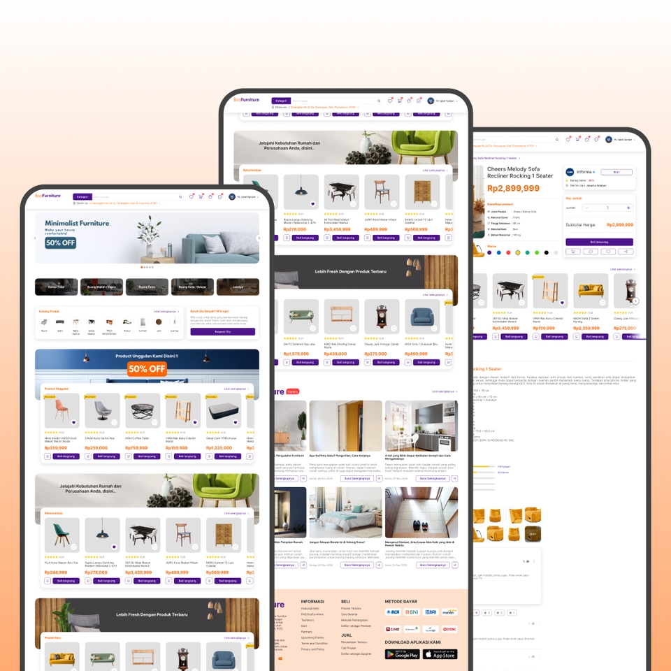 Desain UI UX untuk aplikasi mobile, contoh mockup aplikasi dengan tampilan user interface dan user experience yang baik.