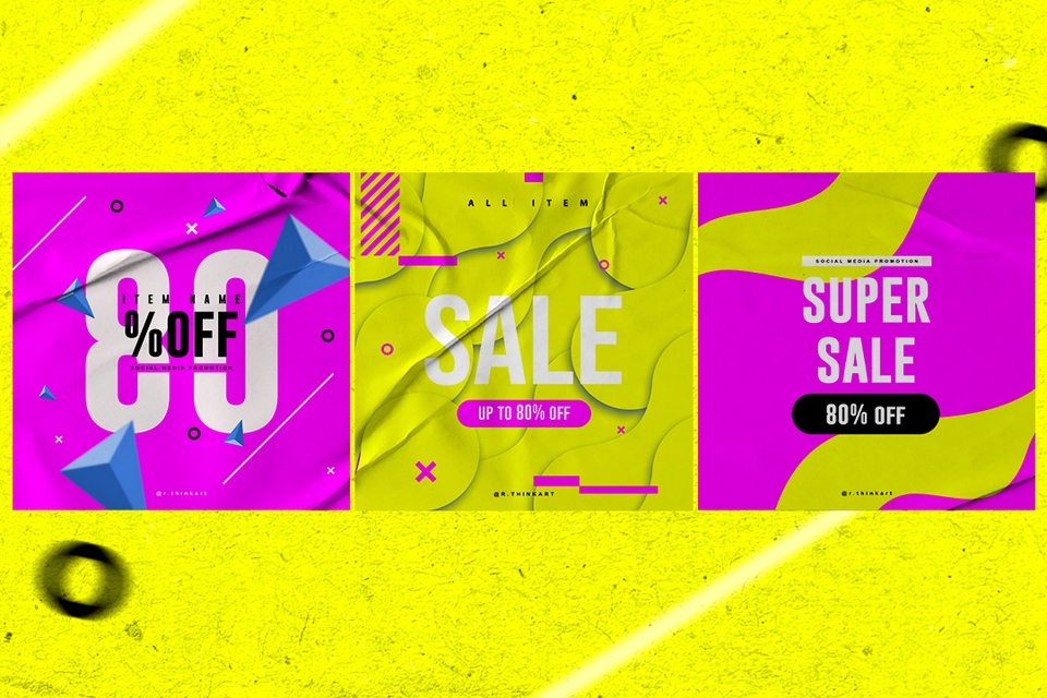 Desain banner instagram untuk promosi 80% off