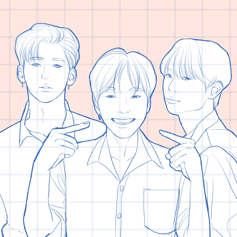 รับวาดภาพเหมือน การ์ตูน 3 คน