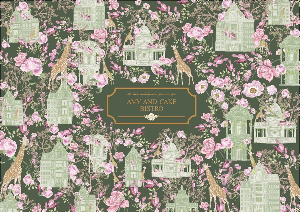 Desain undangan pernikahan unik Amy and Cake Bistro, desain kartu undangan pernikahan elegan dan murah. Jasa desain undangan pernikahan online.