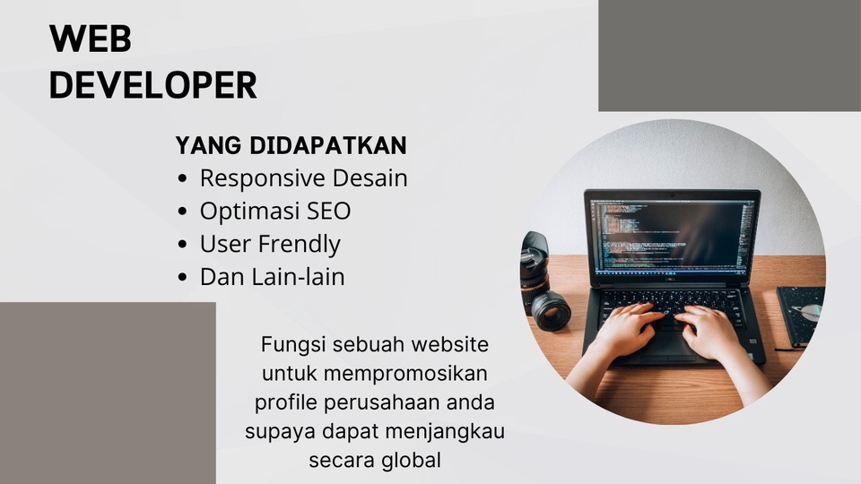 Jasa pembuatan website profesional untuk membangun website company profile dengan responsive design dan SEO optimization.