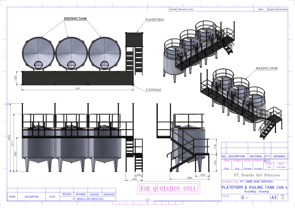 Jasa Desain 3D Model Tangki dan Platform - 3D Rendering Desain Industri