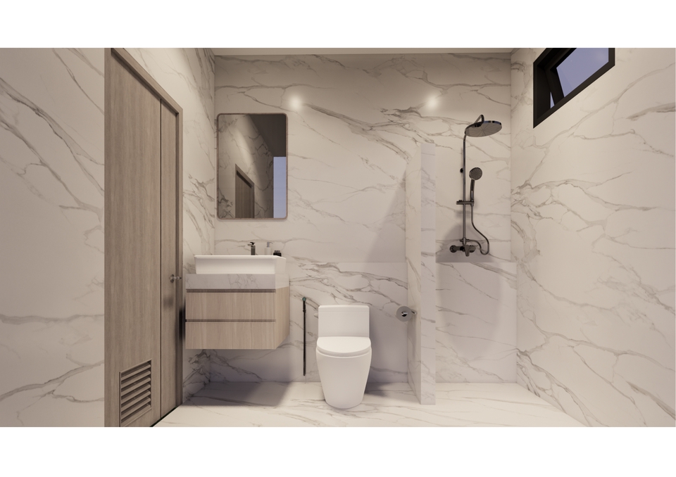 ออกแบบห้องน้ำ 3 มิติ perspective รับทำภาพ 3D โมเดลห้องน้ำ ราคาถูก